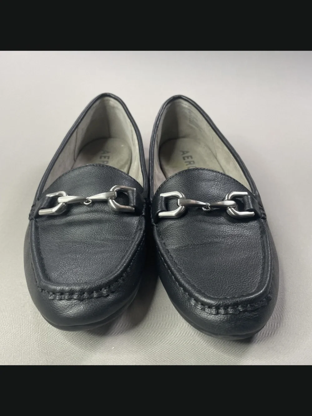 Aerosoles Shoes Womens 9 black leather horse bit loafer day drive classic